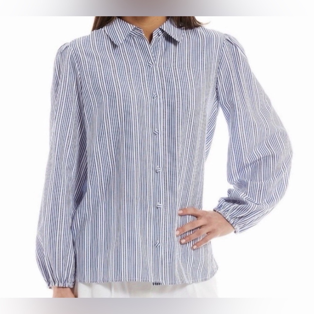 Alex Marie Blue/White Stars & Stripes LoganLong Sleeve Shirt | Size Large